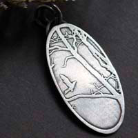 Hope, bird in the forest pendant in sterling silver