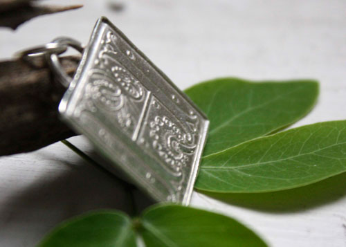 Illuminated initial, medieval manuscript letter pendant in silver