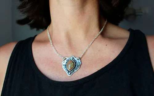 In the heart of the oak, Celtic tree necklace in silver and autumn jasper