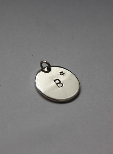 Initial medal, personalized letter pendant in sterling silver