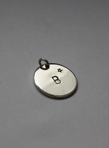 Initial medal, personalized letter pendant in sterling silver