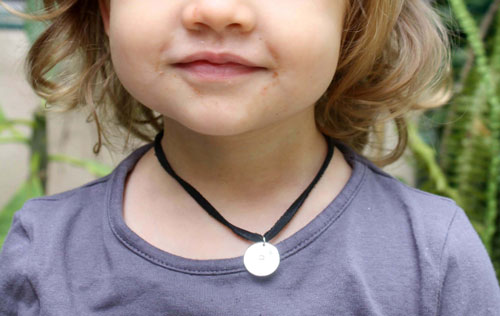 Initial medal, personalized letter pendant in sterling silver