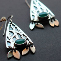 Inner forest, tree earrings in sterling silver and aventurine