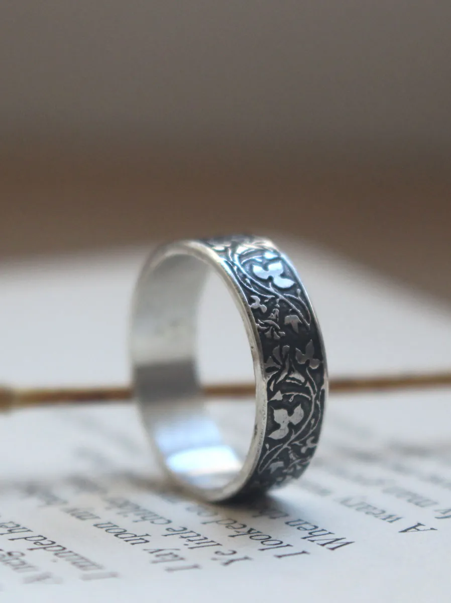 Ipomoea, flower ring in sterling silver