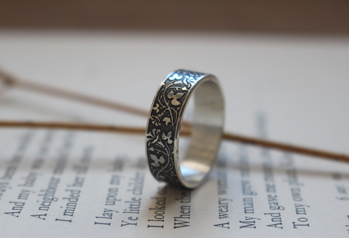 Ipomoea, flower ring in sterling silver