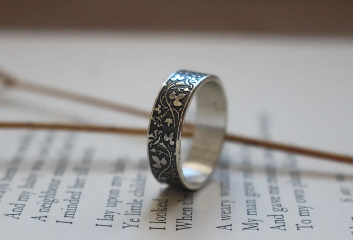 Ipomoea, flower ring in sterling silver