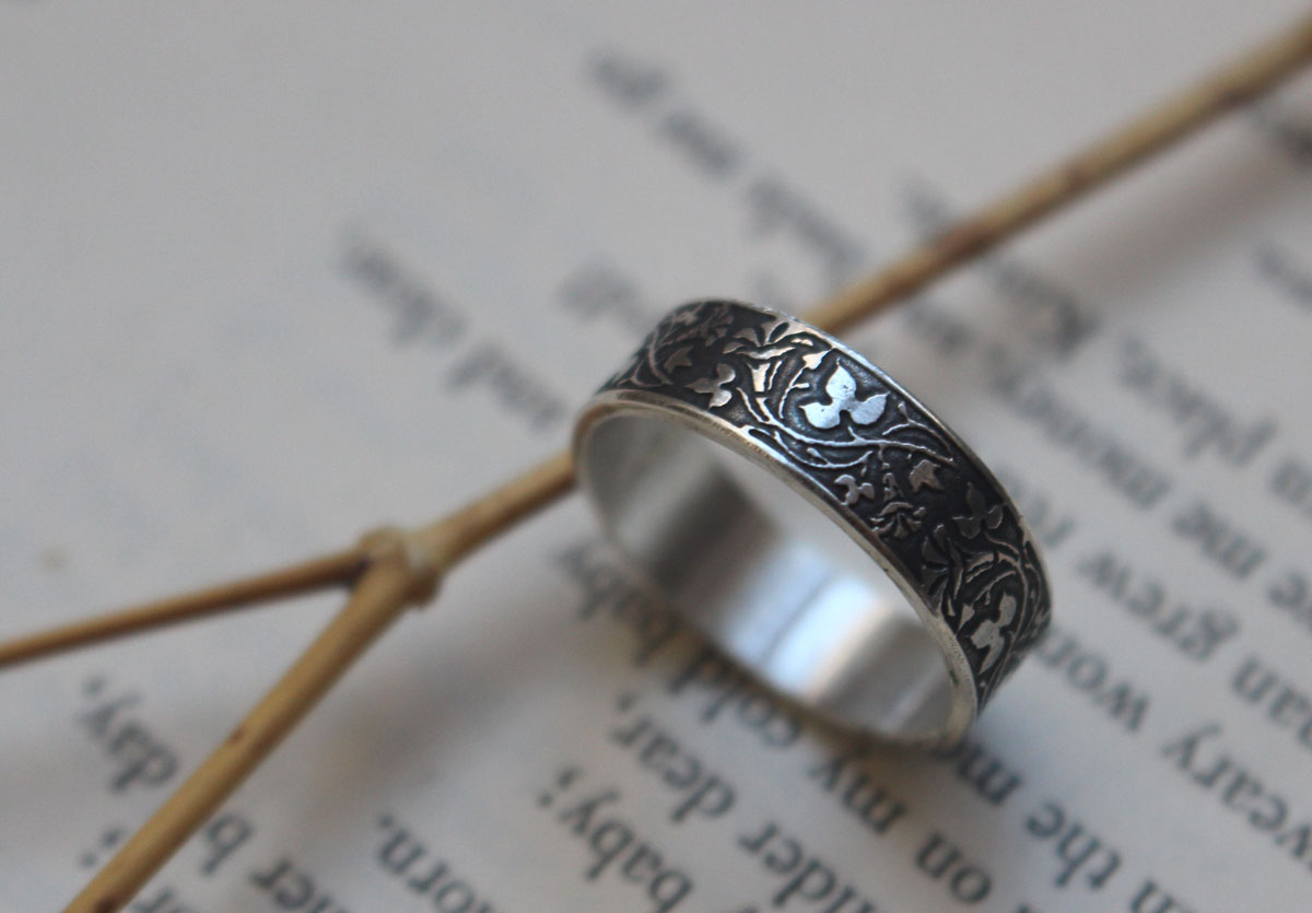 Ipomoea, flower ring in sterling silver