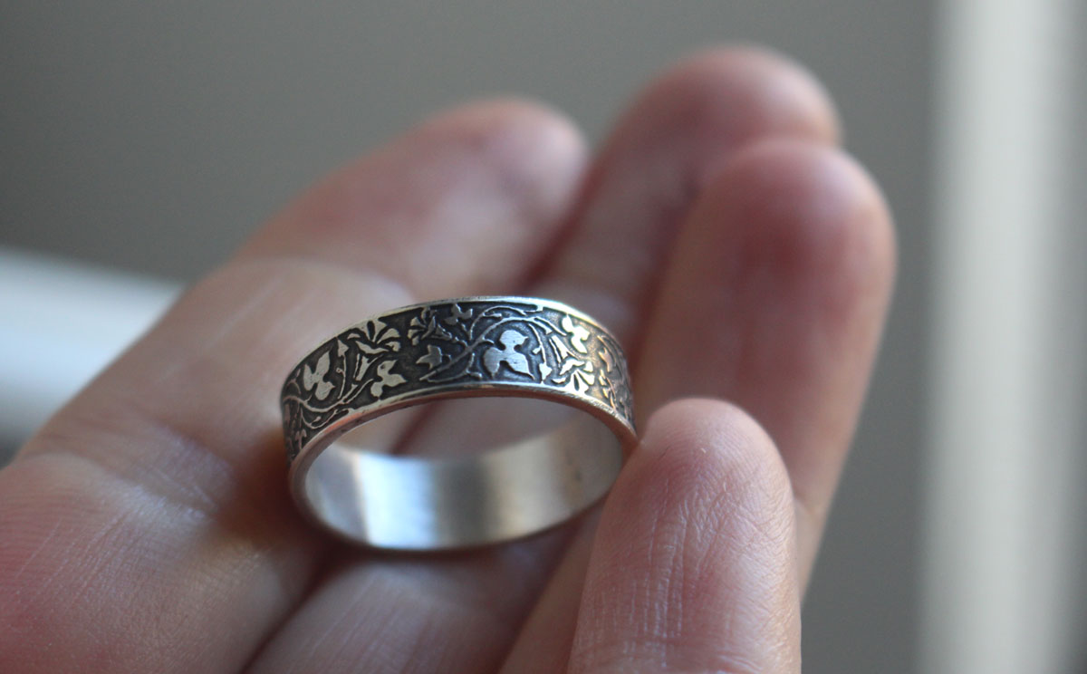 Ipomoea, flower ring in sterling silver