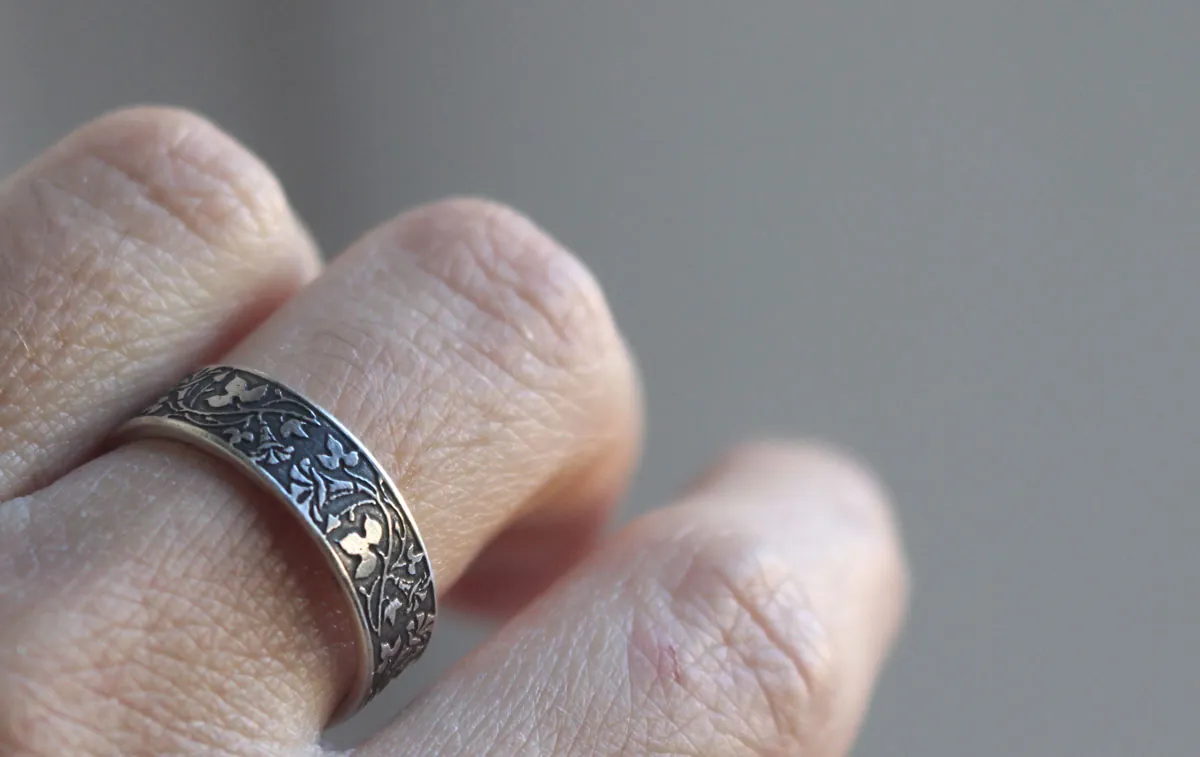 Ipomoea, flower ring in sterling silver