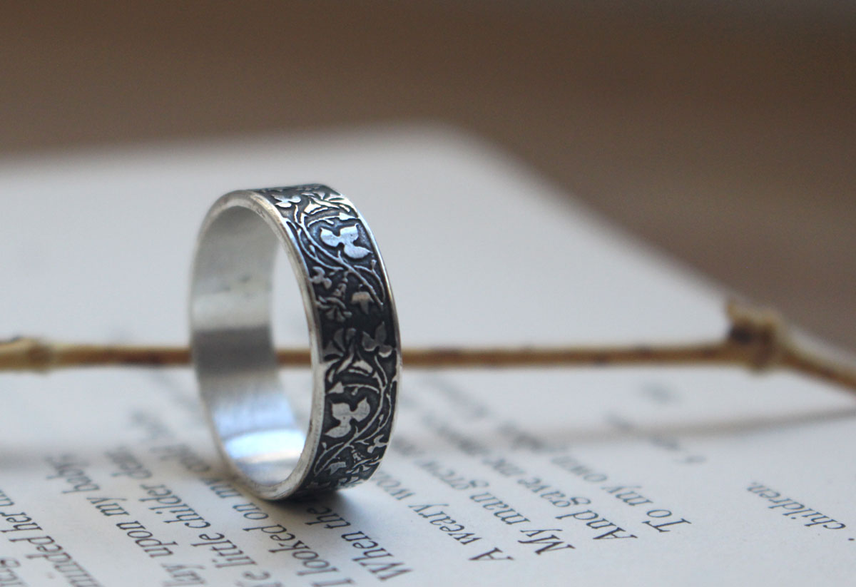 Ipomoea, flower ring in sterling silver