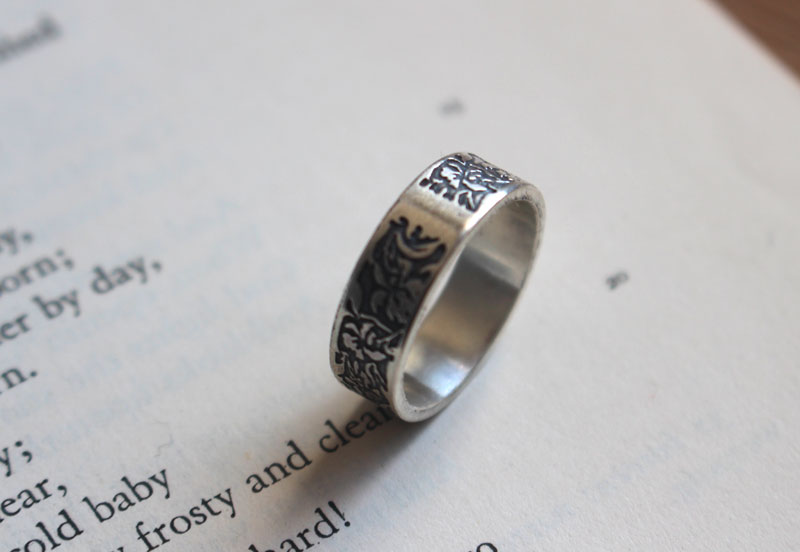 Iris, flower ring in sterling silver