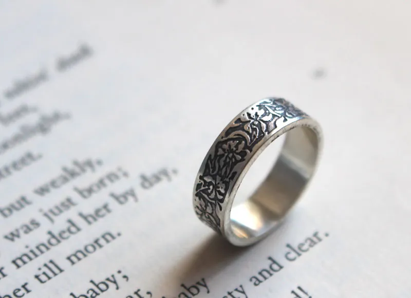 Iris, flower ring in sterling silver