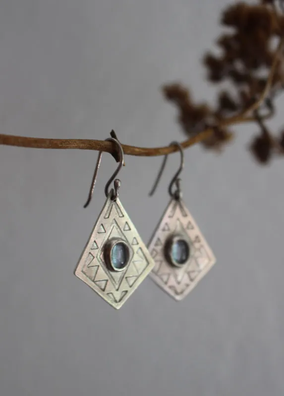 Itzia, mexican diamond earrings in sterling silver and zircon