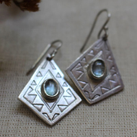 Itzia, mexican diamond earrings in sterling silver and zircon