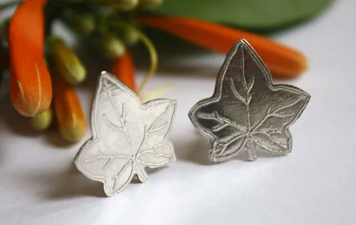 Ivy leaf, romantic cufflinks in sterling silver