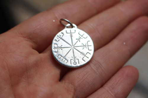 Icelandic rune, Celtic Galdrastafir talisman pendant in silver