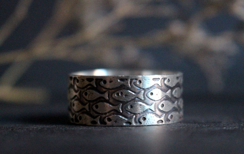 In harmony, fish ring in sterling silver