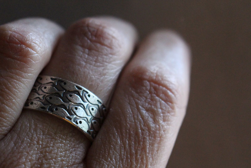 In harmony, fish ring in sterling silver