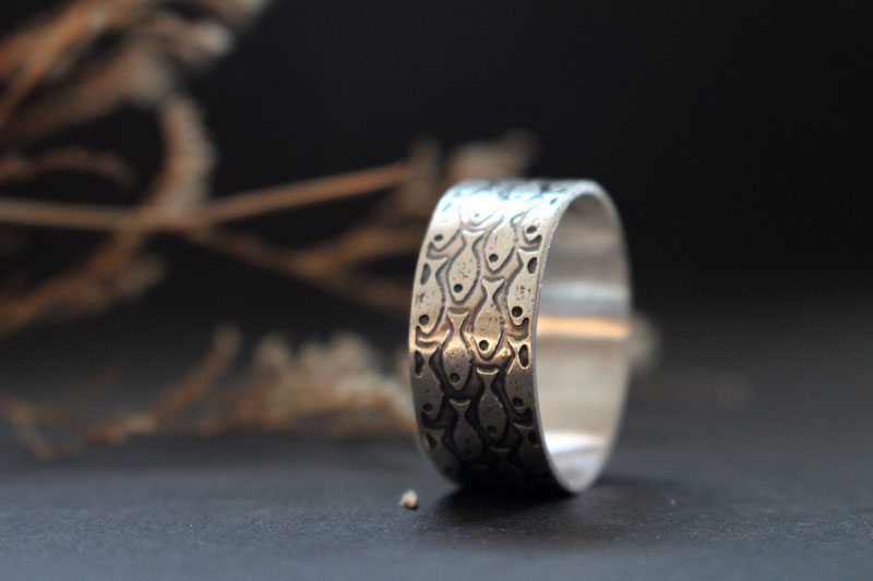 In harmony, fish ring in sterling silver
