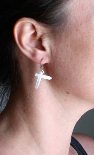 Indochine, cross rock earrings in sterling silver