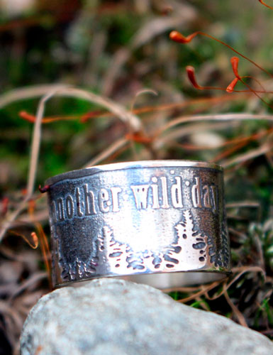 It’s another wild day, forest and quote ring in sterling silver 