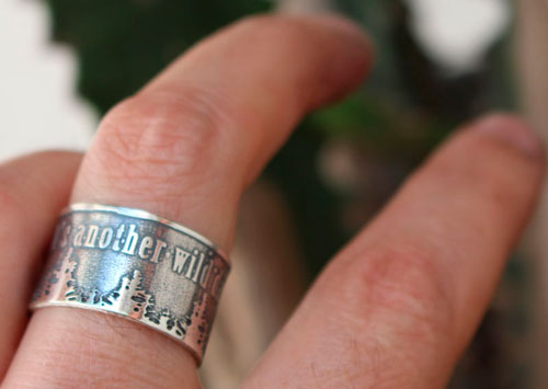 It’s another wild day, forest and quote ring in sterling silver 