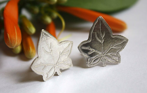 Ivy leaf, leaf cufflinks in sterling silver