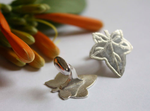 Ivy leaf, leaf cufflinks in sterling silver