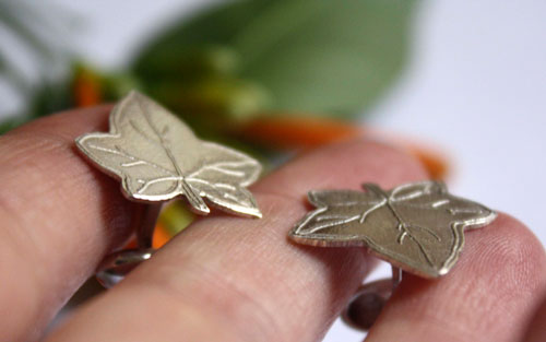 Ivy leaf, leaf cufflinks in sterling silver