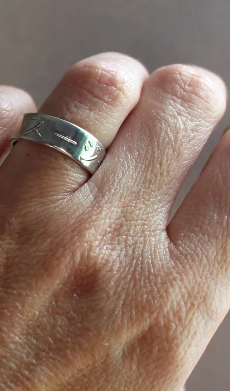 Japanese name, kanji ring, pictogram from japan, in sterling silver