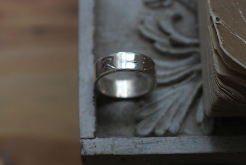 Japanese name, kanji ring, pictograms from japan, in sterling silver