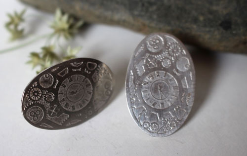 Jules, steampunk gear cufflinks in sterling silver