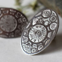 Jules, steampunk gear cufflinks in sterling silver