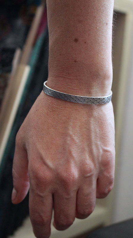 Kaito, Japanese seigaiha waves bracelet in sterling silver