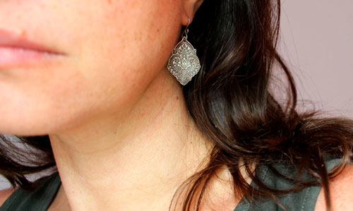 Kanan, baroque floral earrings in sterling silver