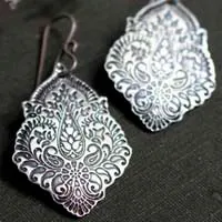 Kanan, baroque floral earrings in sterling silver