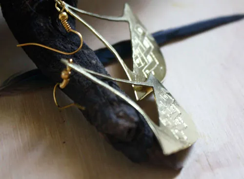 Katanga, African tribal axe earrings in brass