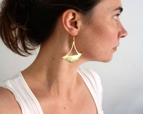 Katanga, African tribal axe earrings in brass