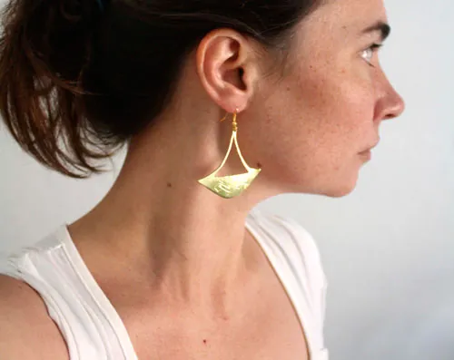 Katanga, African tribal axe earrings in brass