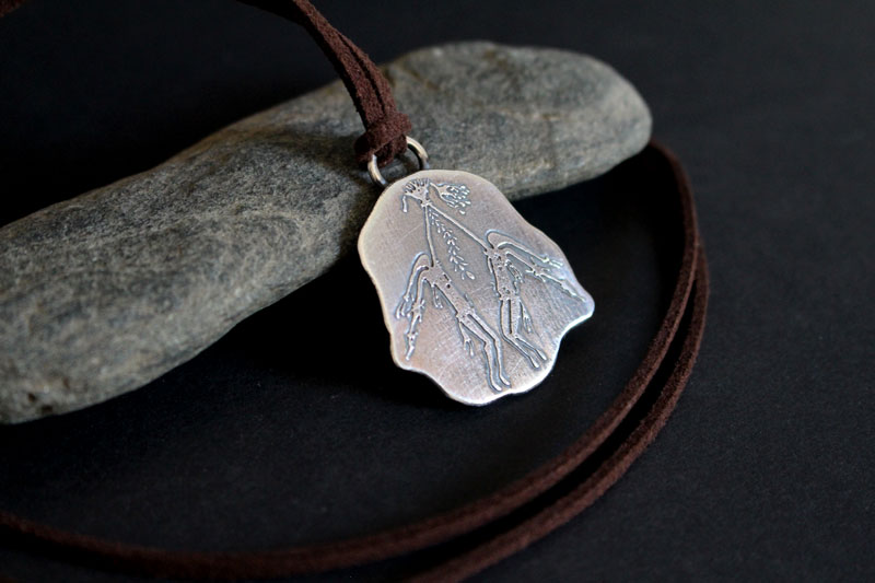 Kiro Kiro aboriginal ritual, australian rock art necklace in silver