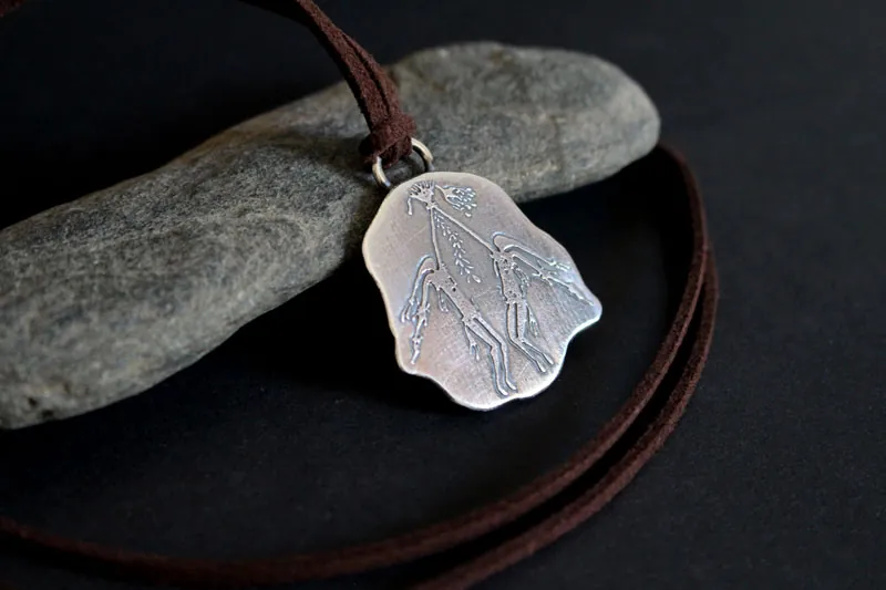Kiro Kiro aboriginal ritual, australian rock art necklace in silver