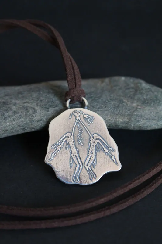 Kiro Kiro aboriginal ritual, australian rock art necklace in silver