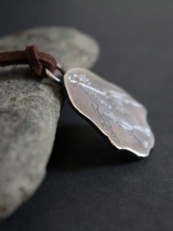Kiro Kiro aboriginal ritual, australian rock art necklace in silver