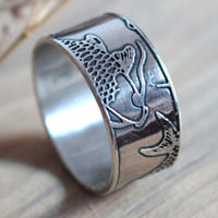 Koi, Japanese carp fish ring in sterling silver