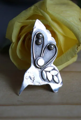 Kolibri, fantastic hummingbird brooch in sterling silver