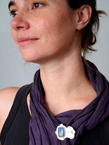 Koralli, coral reef brooch in silver and blue coral