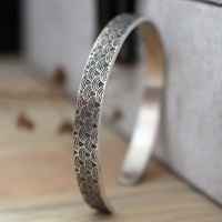 Kaito, seigaiha bracelet, Japanese wave in silver