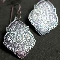 Kanan, floral baroque earrings in sterling silver