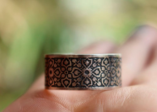 Keystone, medieval ring in sterling silver