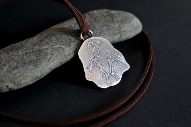 Kiro Kiro aboriginal ritual, Australian rock art necklace in sterling silver